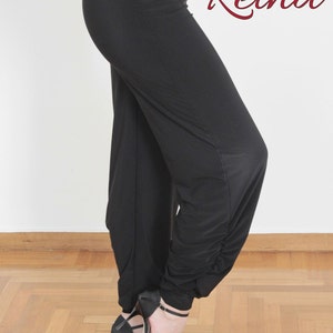 Black Ruched Tango Pants: Milonga Salsa Dance Trousers