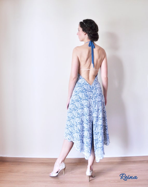 white lace halter dress