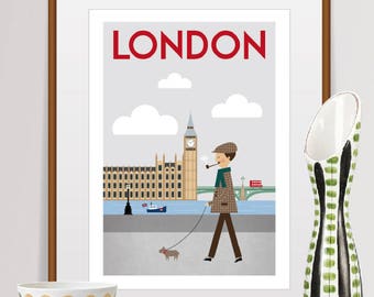 London print, london poster, london art, city art, london wall art, london art print, london prints, london, mid century modern art, travel