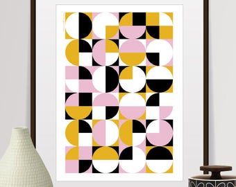 geometric art, geometric print, abstract art, abstract print, mid century modern, modern art, home decor wall art, wall decor, modern print