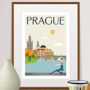 Prag Wandbild Aquarell Malerei Druck Fluss Karlsbrücke Stadt Stadt Landschaft Druck Souvenir Reisende Geschenkidee Tschechien Bild 1