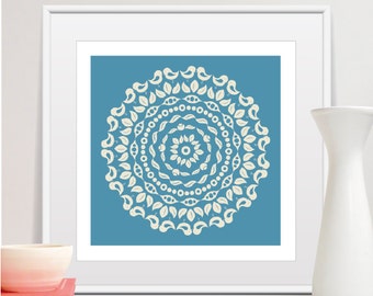 Modern Wall decor, Mid century modern decor, Scandinavian Mandala Style Decor, Mid Century Poster Print, Size 210x210mm or 8x8inches