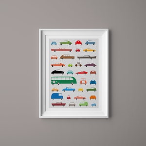 Cars Wall Art Baby Boy Nursery Print Vehicle Collection Transportation Illustration Poster Baby Shower Welcoming Gift Playroom Decoration image 4