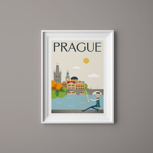 Prag Wandbild Aquarell Malerei Druck Fluss Karlsbrücke Stadt Stadt Landschaft Druck Souvenir Reisende Geschenkidee Tschechien Bild 4