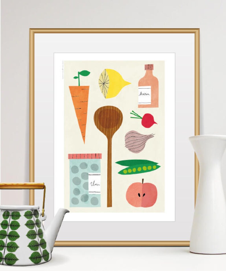 kitchen decor wall art fruit print food print kitchen art | etsy