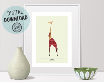 Printable art, giraffe print, giraffe art, giraffe wall art, giraffe decor, giraffe nursery, giraffe poster, animal print, nursery print