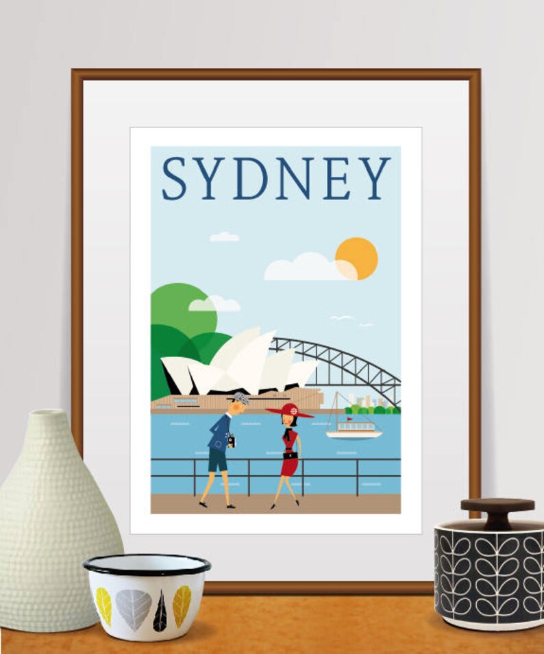 Sydney Wall Art Watercolor Painting Skyline Print Opera House Etsy