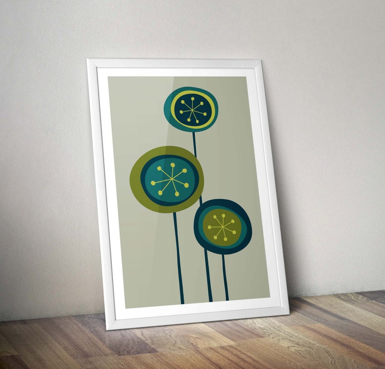 Wildflowers Wall Art Abstract Floral Botanical Spring Poster Green Aesthetic Retro Vintage Greenery Print Farmhouse Rustic Decoration image 5