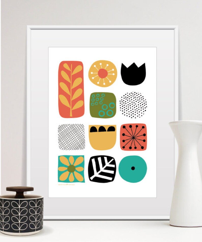 Mid century modern art Mid century print Art prints Minimal Etsy