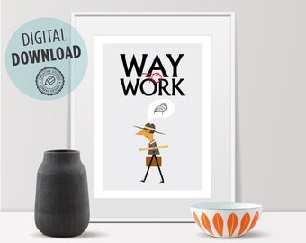 PRINTABLE wall decor, retro wall art, typography print, mid century art, mid century modern prints, retro print, office decor for men