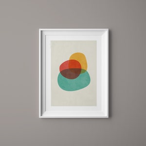 Cercles Art Mural Milieu du Siècle Abstrait Boho Minimaliste Impression Colorée Optimiste Formes Géométriques Décoration cuisine Art Lover Cadeau image 3