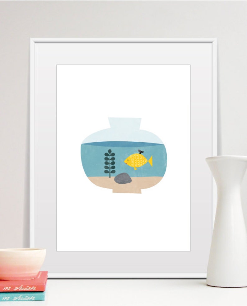 Fish Print, Nursery Wall Art, Mid Century Modern Art, Nursery Art Decor ...