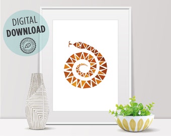 PRINTABLE snake wall art, snake poster, wall art, animal nursery art, desert decor, mid century modern art, scandinavian modern, art prints