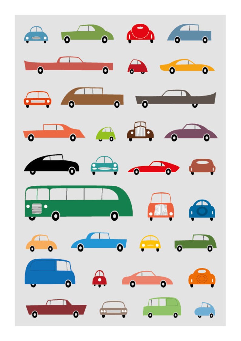 Cars Wall Art Baby Boy Nursery Print Vehicle Collection Transportation Illustration Poster Baby Shower Welcoming Gift Playroom Decoration image 6