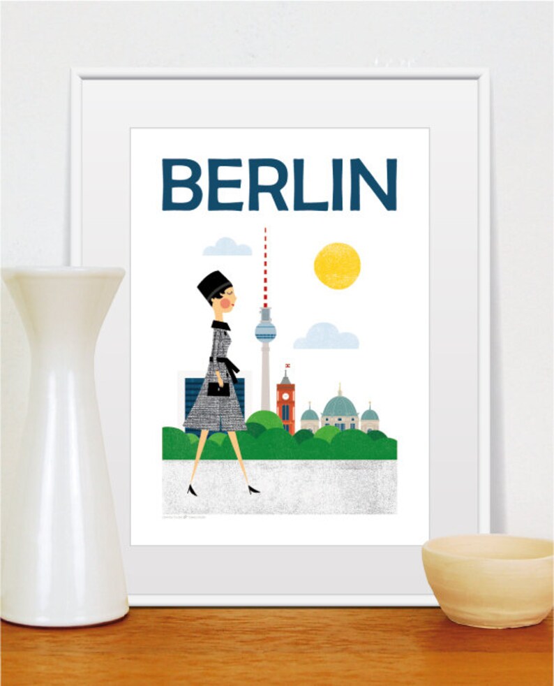 City Art Berlin Print Berlin Skyline Berlin Poster Wall Etsy