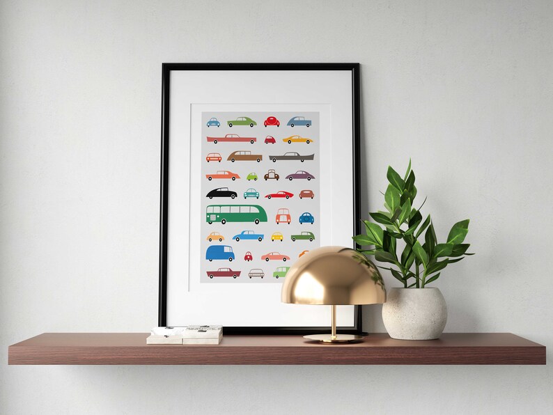 Cars Wall Art Baby Boy Nursery Print Vehicle Collection Transportation Illustration Poster Baby Shower Welcoming Gift Playroom Decoration image 3