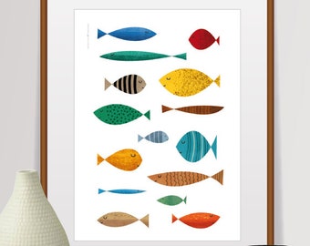 baby nursery art, fish decor, fish print, baby room decor, nursery decor, nursery wall art, nursery art print, nursery art decor, fish art