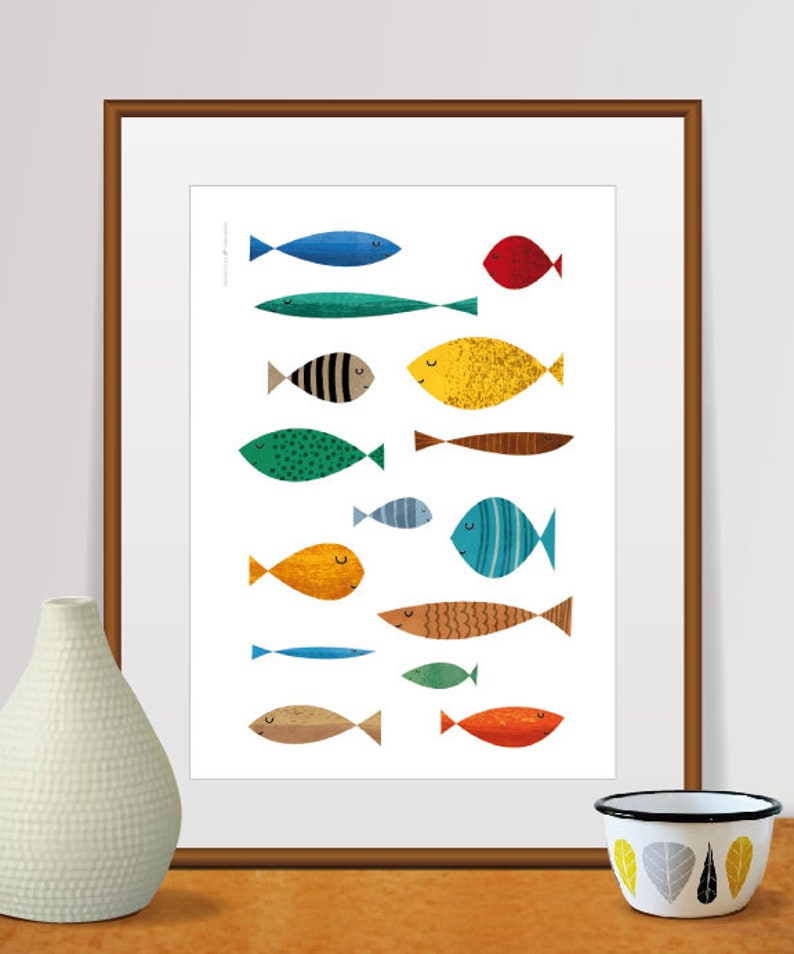 Baby Nursery Art Fish Decor Print Room Wall