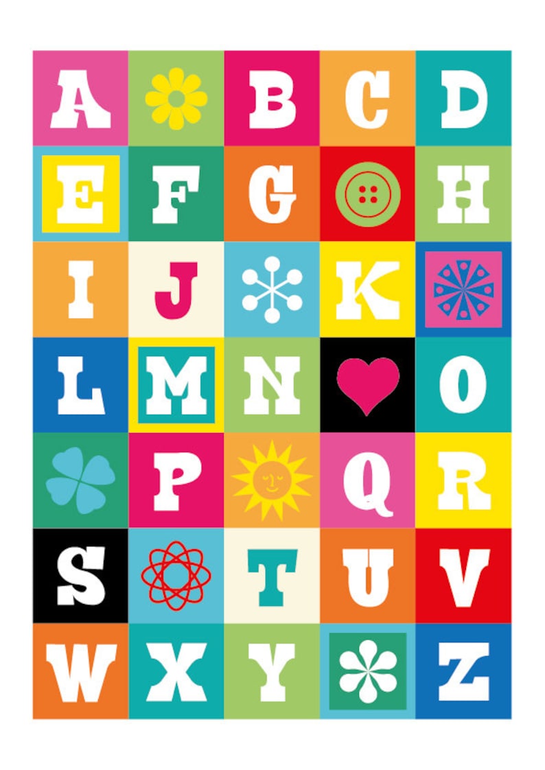 PRINTABLE Alphabet Print Nursery Print Alphabet Poster Etsy