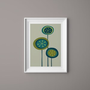 Wildflowers Wall Art Abstract Floral Botanical Spring Poster Green Aesthetic Retro Vintage Greenery Print Farmhouse Rustic Decoration image 4