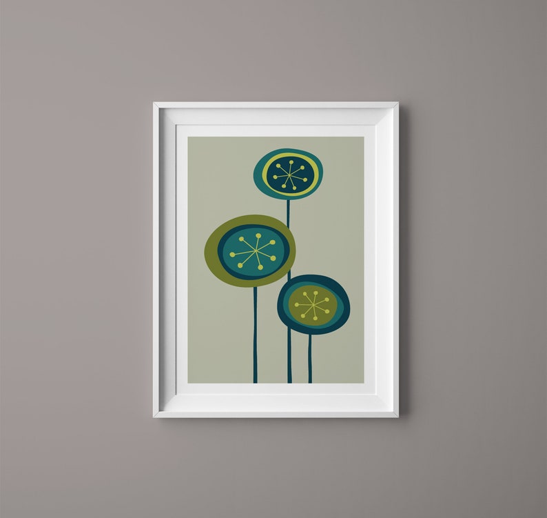 Wildflowers Wall Art Abstract Floral Botanical Spring Poster Green Aesthetic Retro Vintage Greenery Print Farmhouse Rustic Decoration image 4