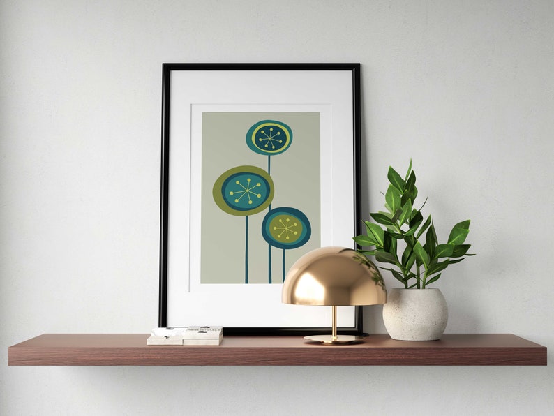 Wildflowers Wall Art Abstract Floral Botanical Spring Poster Green Aesthetic Retro Vintage Greenery Print Farmhouse Rustic Decoration image 2