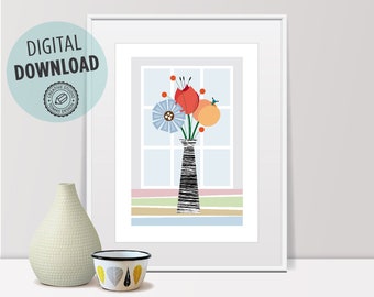 PRINTABLE Floral Wall Art Print, Floral Wall Art, Flower Decor Print, Flowers Print, nursery flower,  flowers wall art,  floral wall art