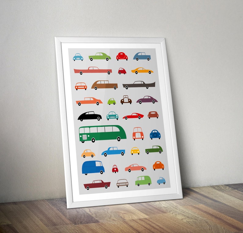 Cars Wall Art Baby Boy Nursery Print Vehicle Collection Transportation Illustration Poster Baby Shower Welcoming Gift Playroom Decoration image 5