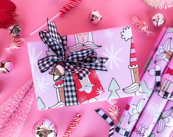 Christmas, Wrapping Paper, Winter Holiday, Santa, Joy, Modern, Colorful, Holiday Gift Wrap, Wrapping Paper Sheet, Unique, Pink