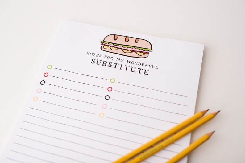 Teaching Stationery Notepad Teacher Notepad Substitute Etsy