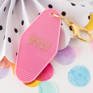 Keychain, Joy, Happiness, Happy Life, Vintage Hotel, Key Tag, Key Holder, Birthday Gift, Girlfriend, Stocking Stuffer, Gift under 10