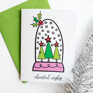 Holiday Card, Winter Wishes, Snow Globe, Christmas, Greeting, Modern, Bright, Colorful, Snow