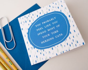 Funny Teacher Thank You Card: Herding Cats Educator Gift
