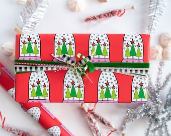 Snow Globe Christmas Tree Wrapping Paper, Wrap