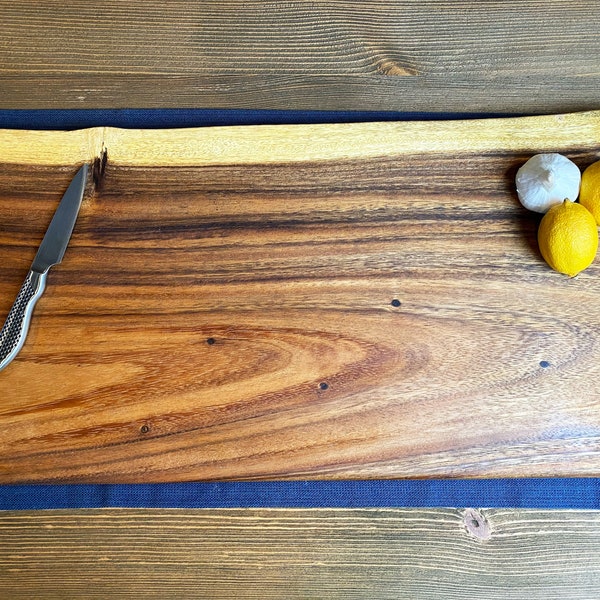 Extra Large Live Edge Square End Charcuterie Board - Cutting Board - Serving Board - Barbeque Board - East Indian Walnut - 24" x 12" x 1"