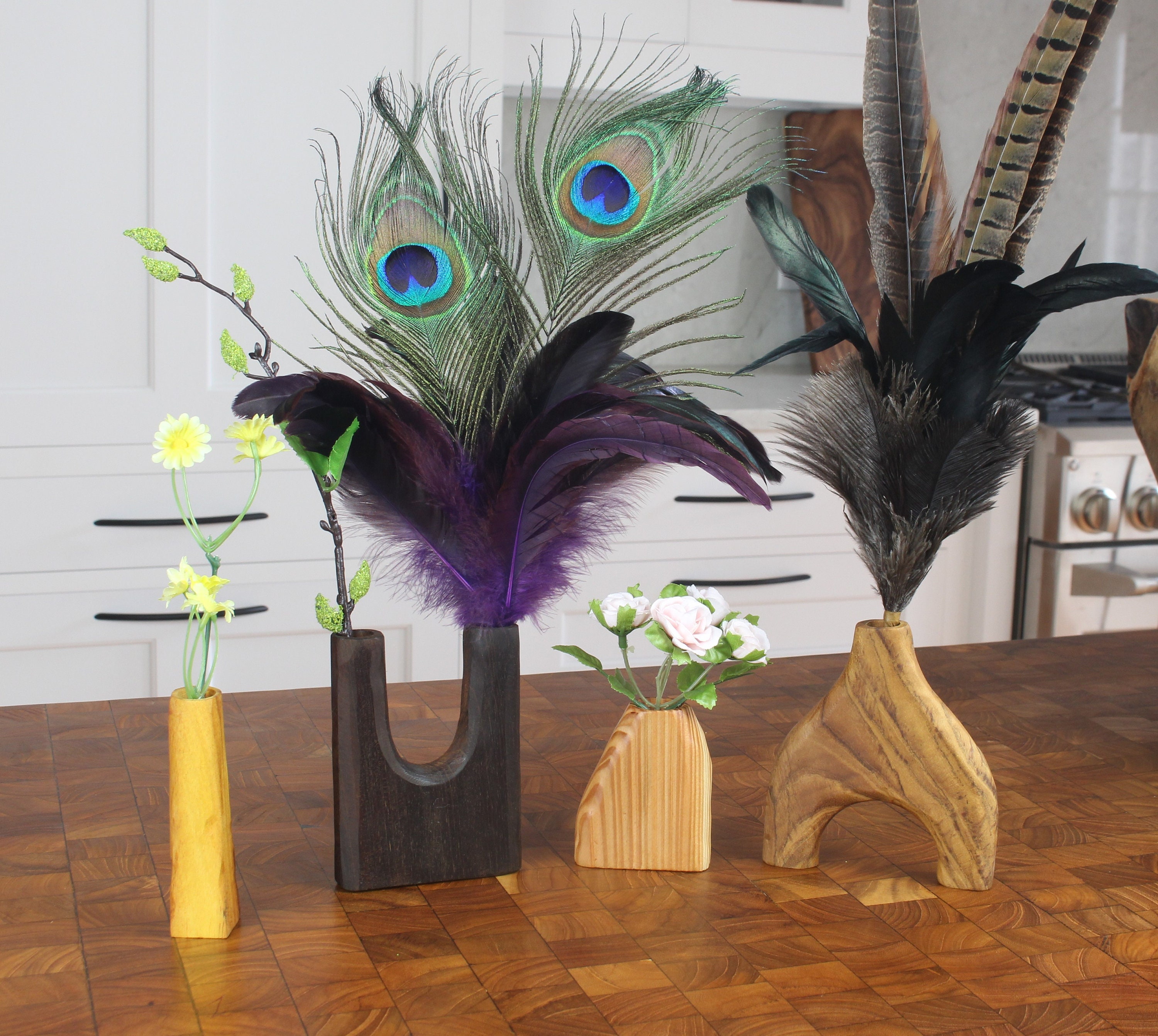 Engraved Hand Carved Wood Vase Set Free Engraving Dry Etsy