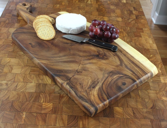 Large Wood Cutting Board with Handle 17 x 13 Simple Best Wooden  Charcuterie Boards Butcher Block Teak Cutting Boards for Kitchen Meat  Cheese Serving