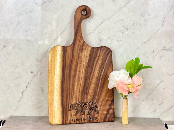 Mother's Day Gift Idea Double Live Edge Serving Tray Personalized Cherry Charcuterie Board Engraved Cheese Platter