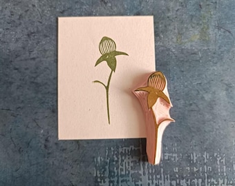 Orchid rubber stamp for craft project, Botanical stamp for bullet journal, Flower stamp for fabric printing