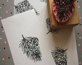 Twig rubber stamp, acorn stamp