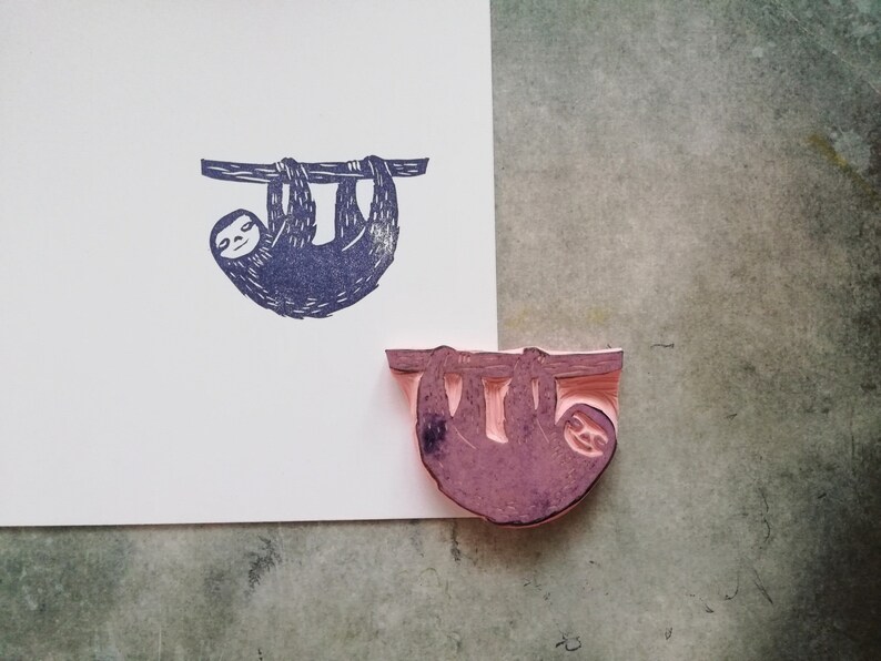 wildlife ephemera sloth stationery journaling decor tropical party favor exotic animal print Sloth animal rubber stamp gift for son
