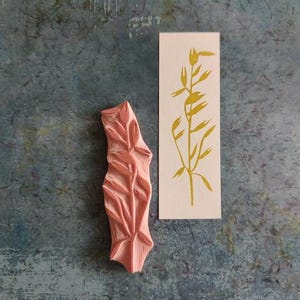 Haverrubberstempel voor botanisch tijdschrift, graanstempel, cadeau voor natuurliefhebbers, weidebloem, tarweversiering, graantakje, grasplant