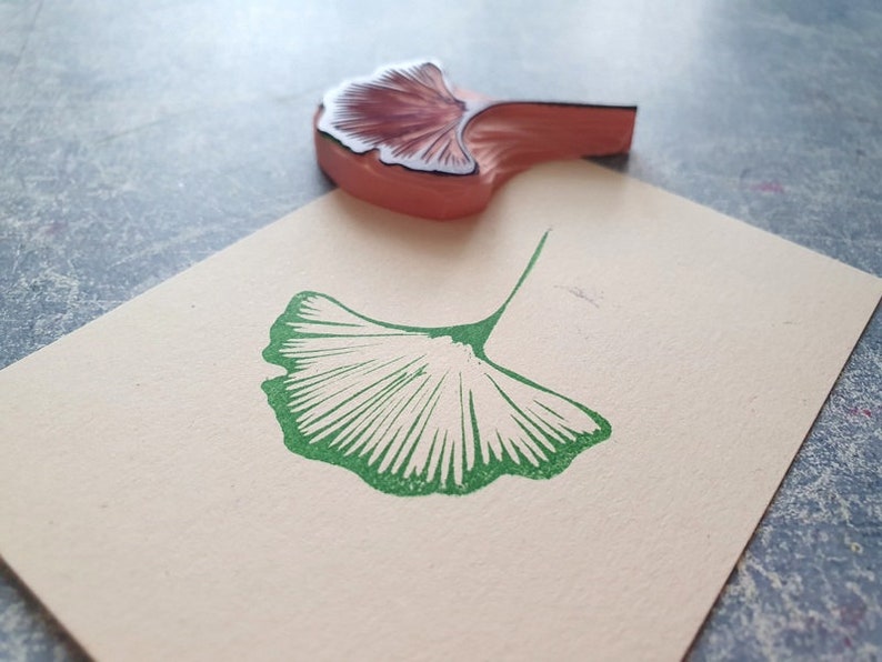 Ginkgo rubber stamp for daily journal, botanical stamp for paper lovers, image 4