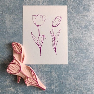 Stempelset tulp voor kaarten maken, bloemenstempel scrapbooking, montessorimaterialen, cadeau voor tuinman, bloemen voor moeder, decor wilde dieren