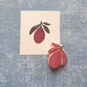 Pruim rubberen stempel voor recept dagboek, fruit cadeau voor tuinman, keukenplanner, land plant, inblik pot label, primitief leven