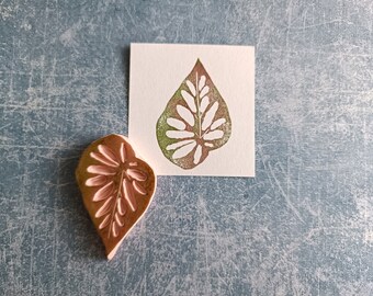 Leaf rubber stamp for scrapbooking, leaf printing block for crafts, botanical stamp for artist