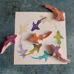 Sello de goma de pez para diario artístico, material para bullet journal, estampado animal, vida marina, regalo para pescadores, papelería decorativa