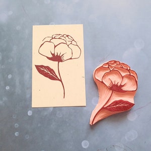 Peony Rubber Stamp for Vintage Art Journal, Blossom Flower Stamp for ...
