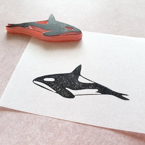 Orca rubber stamp for scrapbooking, delphin stamp for paper craft, ocean life stationery, sea animal, whale ptint, marine blackfish image 5