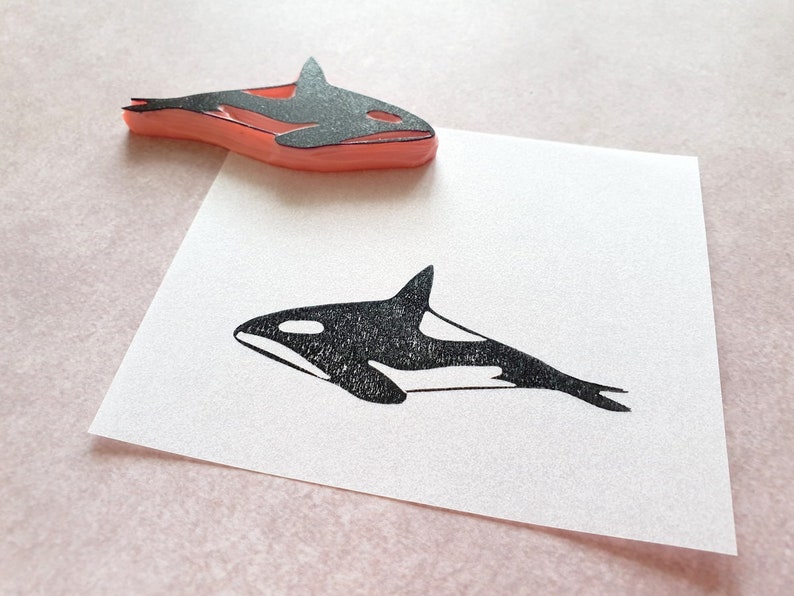 Orca rubber stamp for scrapbooking, delphin stamp for paper craft, ocean life stationery, sea animal, whale ptint, marine blackfish image 5